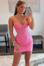 Sweetheart Appliqued Bodycon Homecoming Dress