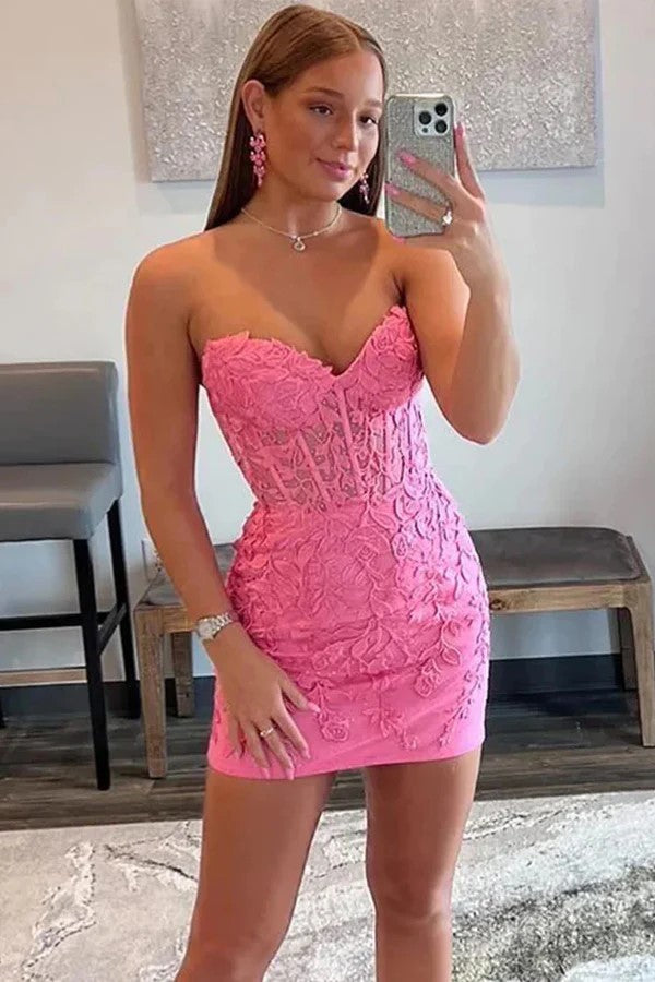 Sweetheart Appliqued Bodycon Homecoming Dress