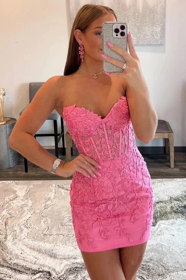 Sweetheart Appliqued Bodycon Homecoming Dress
