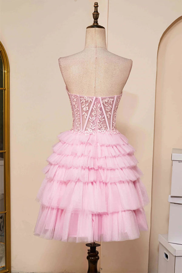 Sweetheart Neck Layered Strapless Homecoming Dress