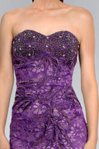 Sweetheart Neck Purple Lace Prom Dresses with Beaded Bodice and Embroidery Accents