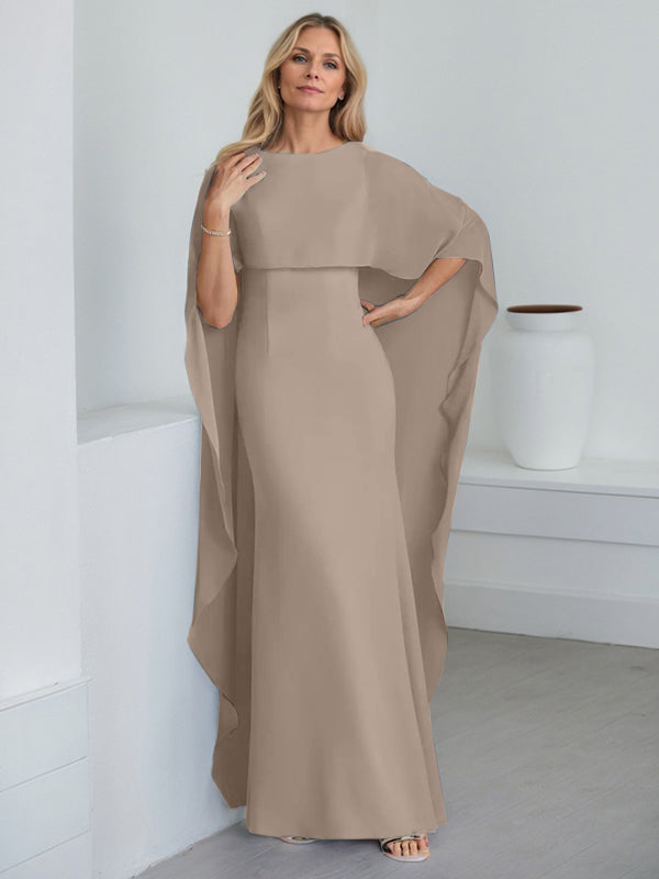 Sheath Scoop Floor-Length Chiffon Mother of the Bride Dress With Cascading Ruffles