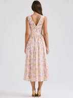Waist Wrap Print A-line Vacation Dress