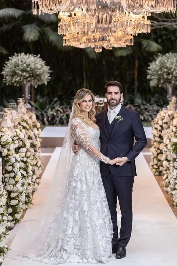 NumberSea Tulle Lace A-line Wedding Dresses With Court Train, Wedding Gowns, MW918