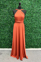 Twist Wrap Orange Bridesmaid Dress Long Bridesmaid Dress