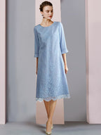 Sheath/Column Scoop Tea-Length Mother of the Bride Dresses