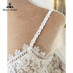 V Neck Wedding Dress Lace Bodice Spaghetti Straps Boho Runched Chiffon Robe Civil Bridal A Line Beach Summer Wedding Gowns
