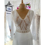 Vestido Novia V Neck Lace Bodice Boho Bohemian Beach Split Side Wedding Gown for Bride Wedding Dress for Women NumberSea