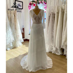 Vestido Novia V Neck Lace Bodice Boho Bohemian Beach Split Side Wedding Gown for Bride Wedding Dress for Women NumberSea
