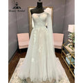 Vinatge Lace Backless One Shoulder Wedding Dress for Women  Appliques Off Shoulder Bridal Gown abito da sposa NumberSea