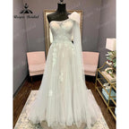 Vinatge Lace Backless One Shoulder Wedding Dress for Women  Appliques Off Shoulder Bridal Gown abito da sposa NumberSea