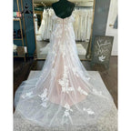 Vinatge Off Shoulder Lace Floral Blush Pink Backless Wedding Dress for Bride Wedding Gown Custom Made Women hochzeitskleid
