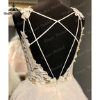 NumberSea Vintage Boho V Neck Lace Bodice Open Back A Line Wedding Dress Spaghetti Straps Beach Robe Civil Bridal Wedidng Gowns 2025