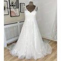 NumberSea Vintage Lace Appliques Illusion Back V Neckline Wedding Dress for Women 2024 Bridal Wedding Gown vistidos de festa de casamento