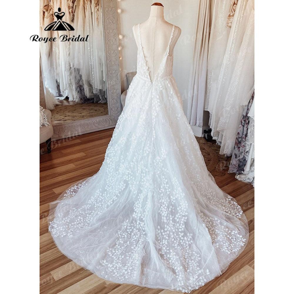 Vintage Women A Line Beach Lace Wedding Dress Open Back 2025 2025 Off White Wedding Gowns for Bride Brautkleider NumberSea