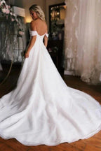 Off the shoulder High split Wedding Dress