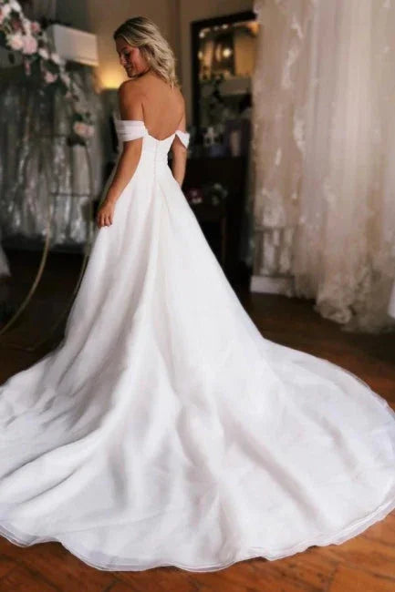 Off the shoulder High split Wedding Dress