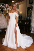 Off the shoulder High split Wedding Dress