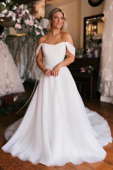 Off the shoulder High split Wedding Dress