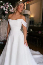 Off the shoulder High split Wedding Dress