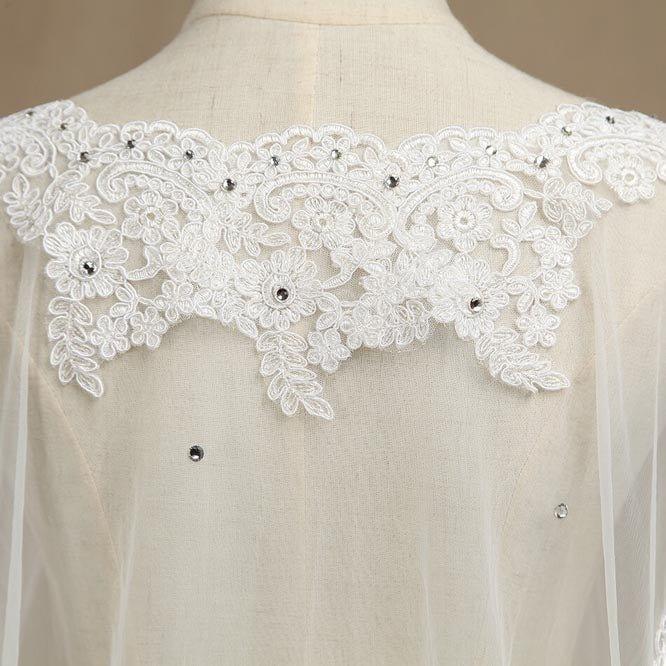 Women's Wrap Shrugs Shawls Tulle Wedding Party / Evening Appliques Flower Lace with Beading