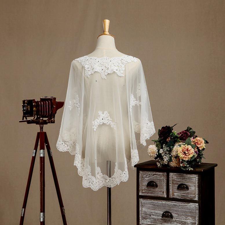 Women's Wrap Shrugs Shawls Tulle Wedding Party / Evening Appliques Flower Lace with Beading