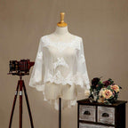 Women's Wrap Shrugs Shawls Tulle Wedding Party / Evening Appliques Flower Lace with Beading