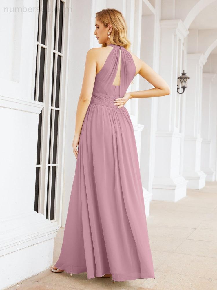 Numbersea Halter Sleeveless Bridesmaid Dresses Long for Party Wedding Evening 28054