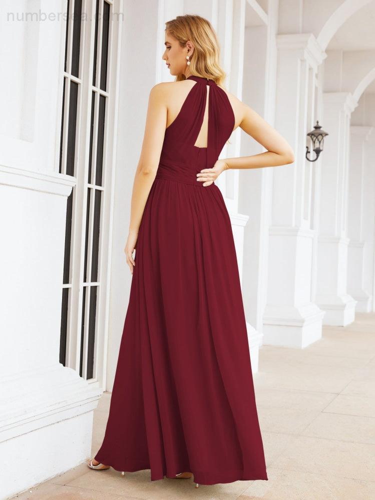 Numbersea Halter Sleeveless Bridesmaid Dresses Long for Party Wedding Evening 28054