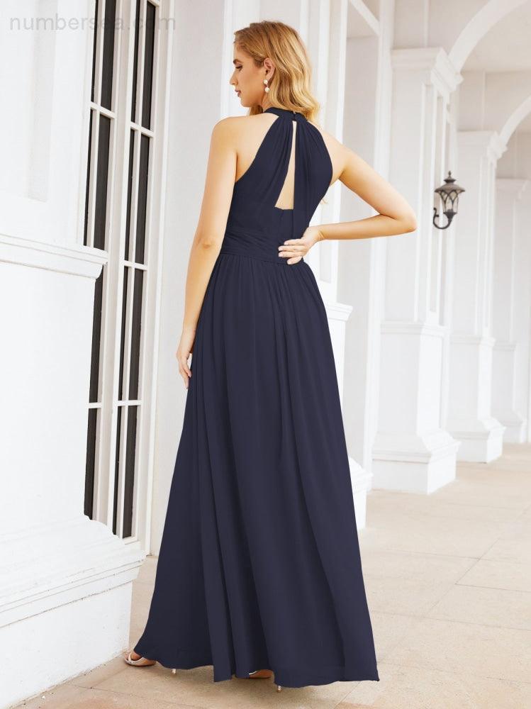 Numbersea Halter Sleeveless Bridesmaid Dresses Long for Party Wedding Evening 28054