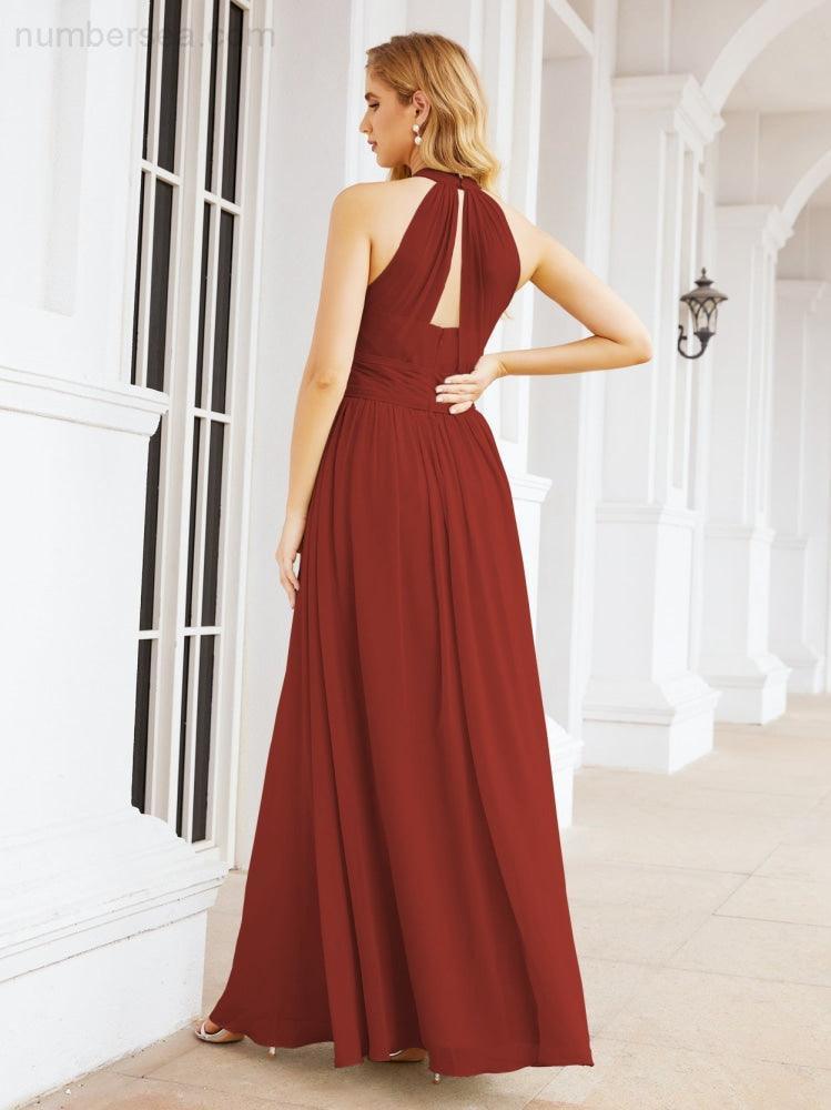 Numbersea Halter Sleeveless Bridesmaid Dresses Long for Party Wedding Evening 28054