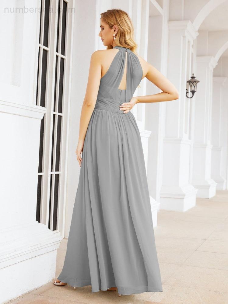 Numbersea Halter Sleeveless Bridesmaid Dresses Long for Party Wedding Evening 28054
