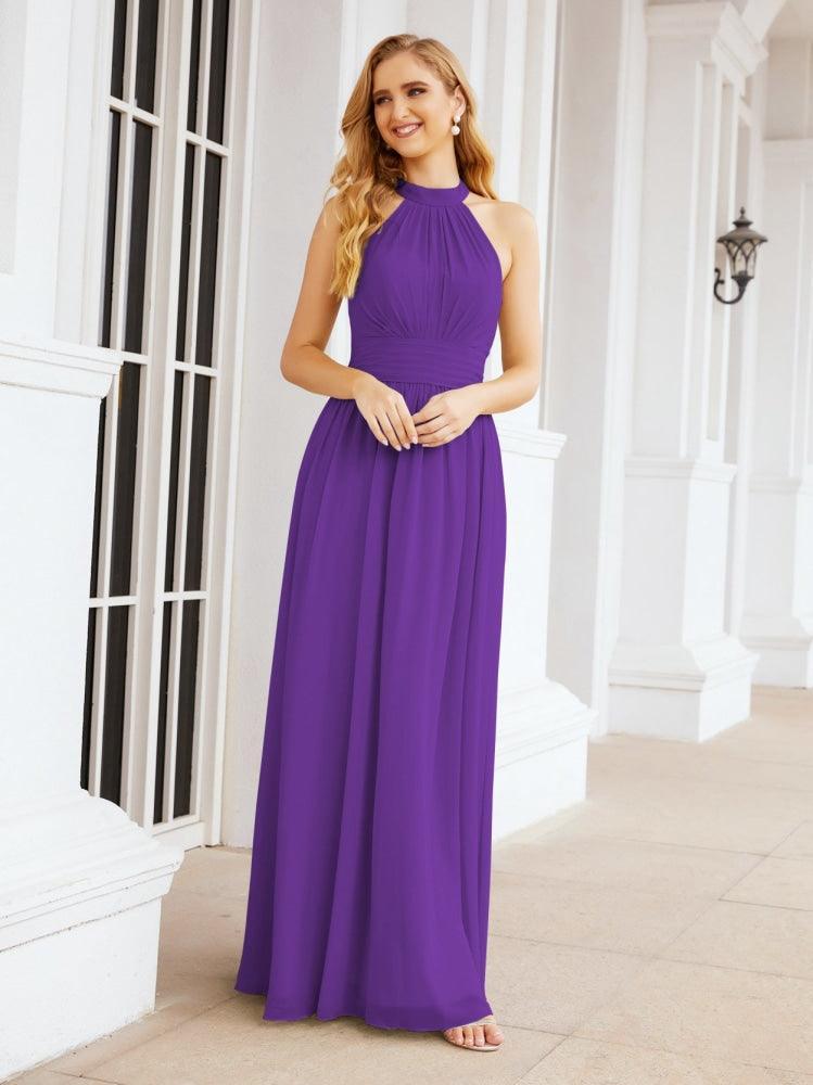 Numbersea Halter Sleeveless Bridesmaid Dresses Long for Party Wedding Evening 28054