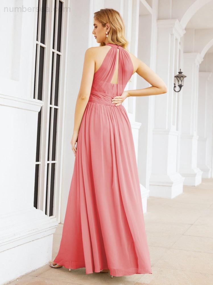Numbersea Halter Sleeveless Bridesmaid Dresses Long for Party Wedding Evening 28054