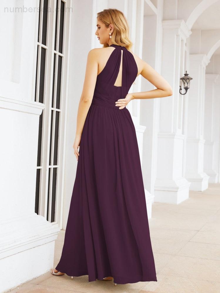 Numbersea Halter Sleeveless Bridesmaid Dresses Long for Party Wedding Evening 28054