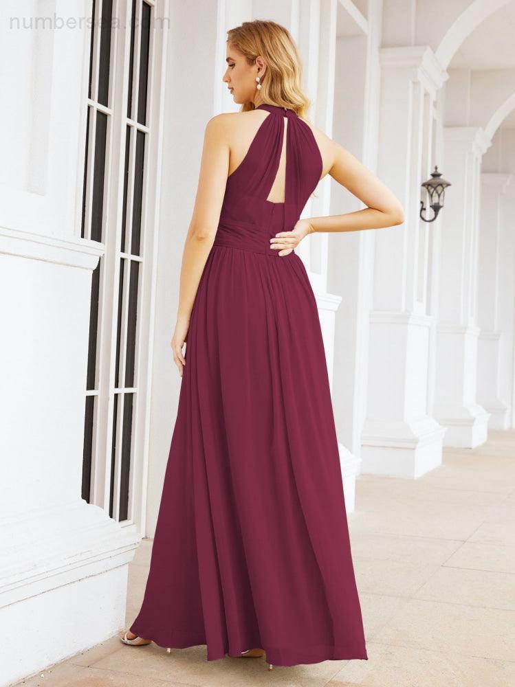 Numbersea Halter Sleeveless Bridesmaid Dresses Long for Party Wedding Evening 28054