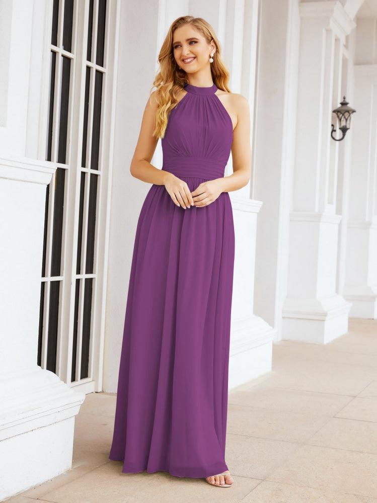 Numbersea Halter Sleeveless Bridesmaid Dresses Long for Party Wedding Evening 28054