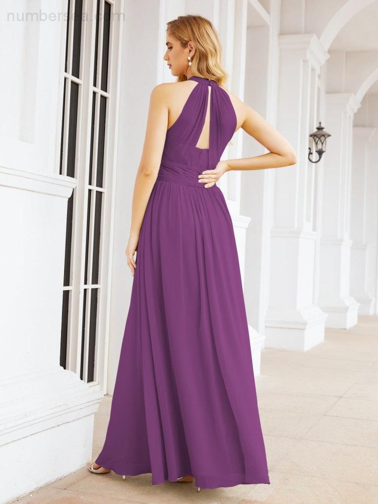 Numbersea Halter Sleeveless Bridesmaid Dresses Long for Party Wedding Evening 28054