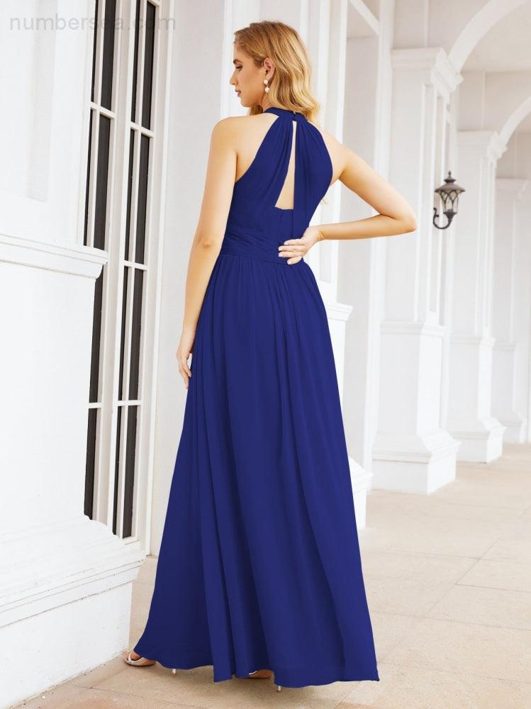 Numbersea Halter Sleeveless Bridesmaid Dresses Long for Party Wedding Evening 28054