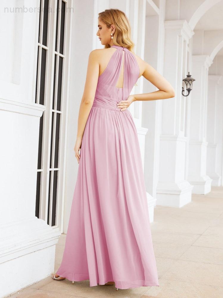 Numbersea Halter Sleeveless Bridesmaid Dresses Long for Party Wedding Evening 28054