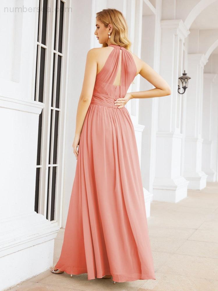 Numbersea Halter Sleeveless Bridesmaid Dresses Long for Party Wedding Evening 28054