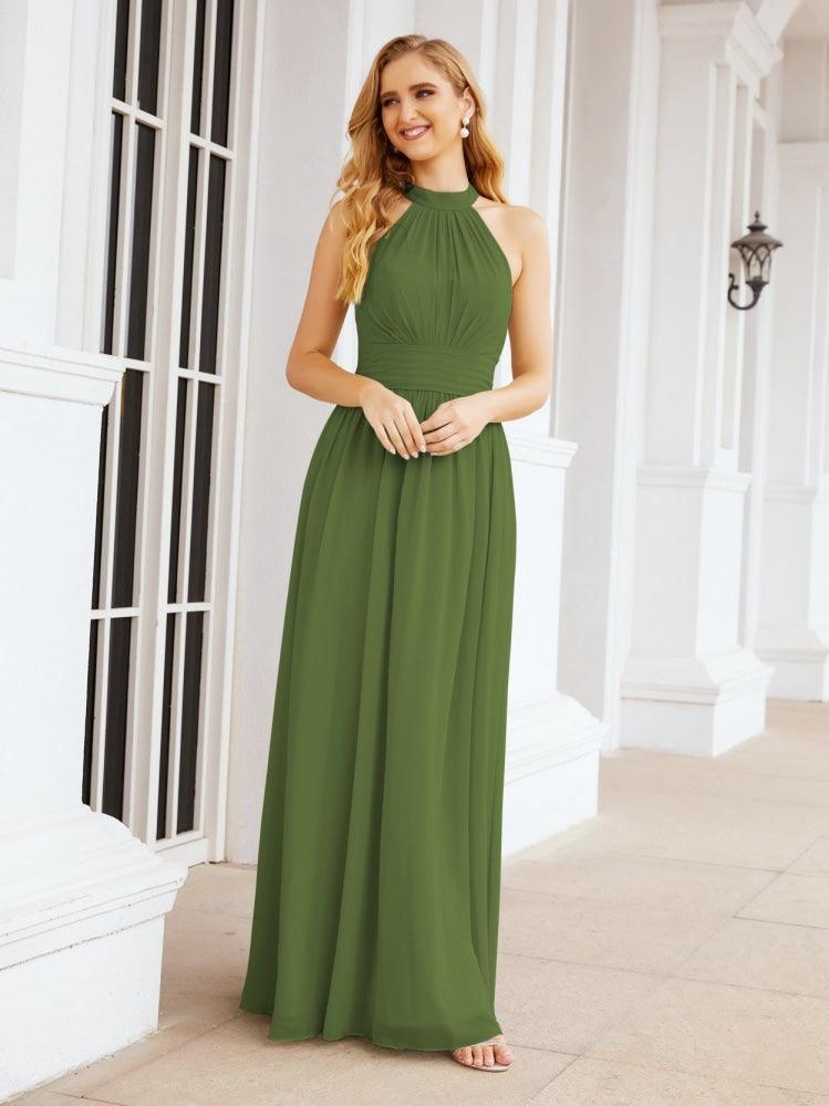 Numbersea Halter Sleeveless Bridesmaid Dresses Long for Party Wedding Evening 28054
