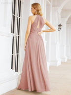 Numbersea Halter Sleeveless Bridesmaid Dresses Long for Party Wedding Evening 28054