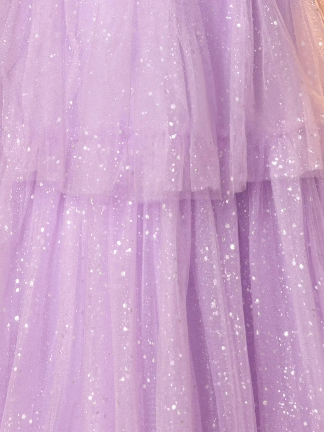 Off Shoulder Sparkly Lace Embroidery Layered Ball Gown Prom Dress