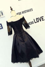 A-line Short Sleeves Homecoming Dresses With Lace Applique