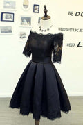 A-line Short Sleeves Homecoming Dresses With Lace Applique