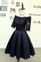 A-line Short Sleeves Homecoming Dresses With Lace Applique
