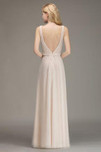A-line Chiffon Floor Length Bridesmaid Dress Sleeveless Evening Swing Dress