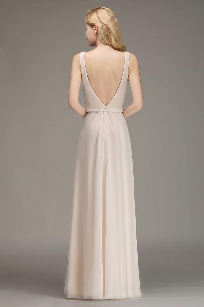 A-line Chiffon Floor Length Bridesmaid Dress Sleeveless Evening Swing Dress