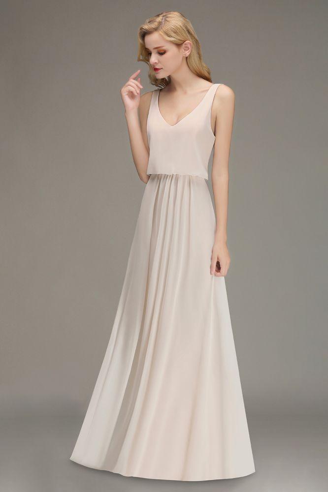 A-line Chiffon Floor Length Bridesmaid Dress Sleeveless Evening Swing Dress